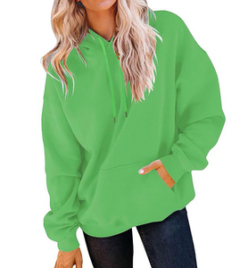 Sweat à capuche uni pour femmes grandes tailles, 100% coton tricoté 320 g/m², respirant, anti-boulochage, logo imprimé personnalisé, broderie OEM - Product Image 3