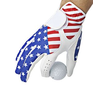 Gant de golf à motif patriotique avec cuir synthétique respirant, paume à adhérence flexible, léger, pour la performance en extérieur - Product Image 1