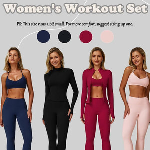 Burgundy Two Piece Yoga Set High Waist Leggings Spaghetti Strap <b>Crop</b> <b>Top</b> Seamless Full Length Activewear - Product Image 6