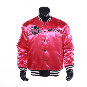 Customized Logo Design embriodry Men's Baseball Jackets High Quality satin Varsity Jackets with <b>button</b> windproof and waterproof - Product Image 2