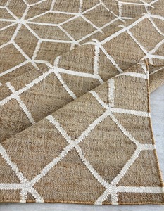Handmade <b>Thin</b> Jute <b>Rug</b> Geometric Pattern Natural Fiber <b>Rug</b> Modern Farmhouse Area <b>Rug</b> Eco Friendly Flatweave Carpet Home Living - Product Image 2