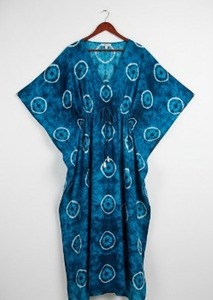 Caftán Tie Dye para Mujer, Maxi, Ecológico, 100% Algodón, Corte Holgado, Estilo Simple, Casual, Veraniego, Boho, para Vacaciones - Product Image 4