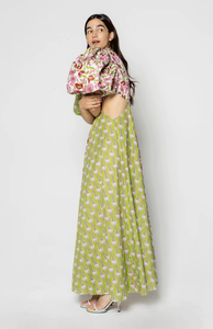 Vestido Maxi con Estampado Floral y Recortes para Mujer, con Mangas Abullonadas, Estilo Bohemio, para Fiestas de Verano - Product Image 2