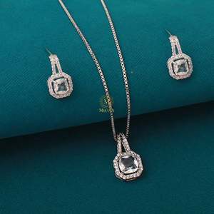 Everly CZ Designer Pendant Set-Gold Plated Fashion Jewelry with Ruby and Zircon for Wedding and Festival - Product Image 4