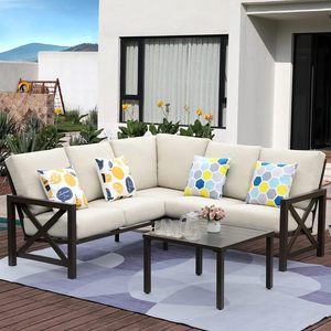 Juego de Sofás de Aluminio con Recubrimiento en Polvo Resistente a la Intemperie para Jardín, Patio, Terraza y Uso en Exteriores - Product Image 1