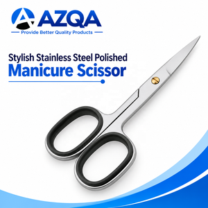 Elegante tijera de manicura de acero inoxidable pulido con logotipo privado para el cuidado de cutículas, cejas y vello facial. - Product Image 2