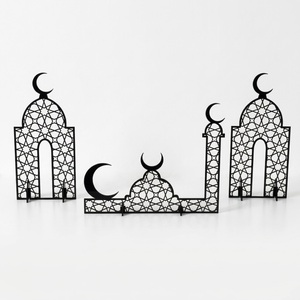 Ramadan Wooden Decor With <b>LED</b> Light Crescent Moon <b>Star</b> Laser Cut Eid Mubarak Decoration Islamic Table Top Decor Wholesale Muslim - Product Image 3