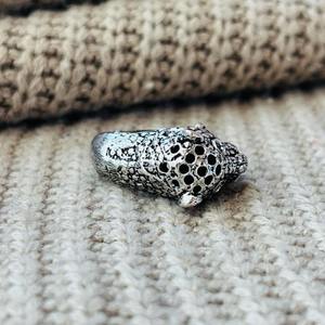 Bague Gothique Léopard en Laiton, Plaqué Argent Oxydé, Style Animalier Punk Biker, pour Hommes, Certifiée Silver Eye, Vente en Gros - Product Image 2