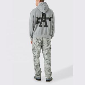 Sweat à capuche d'hiver unisexe vintage à la mode pull-over personnalisé de couleur unie imprimé 100% coton biologique polaire - Product Image 5