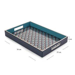 Bandeja Rectangular Metálica Dorada y Negra, Bandeja Decorativa para Desayuno, Café y Té, Vajilla Premium para Aperitivos y Hogar - Product Image 2