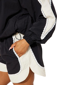 Ensemble 2 pièces coupe-vent en nylon : short et veste oversize respirante pour femme, nouveau design, idéal pour le jogging et l'entraînement, grandes tailles - Product Image 5