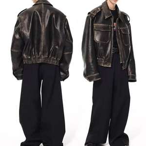 Blousons en cuir lavé personnalisés OEM 2026 pour hommes – Blousons de moto coupe-vent en cuir PU de haute qualité pour hommes - Product Image 1