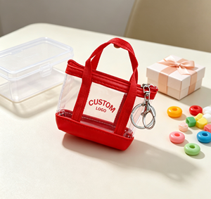 Transparent Waterproof Mini Tote <b>Bag</b> Shaped Keyring Customizable Logo <b>Bag</b> <b>Charm</b> for Handbag Holiday Promotional Gift - Product Image 1