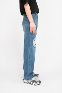 Jeans déchirés pour homme, coupe droite, délavage moyen, style décontracté, denim pour homme - Product Image 6