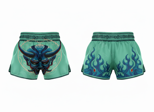 Shorts de Muay Thai personnalisés avec logo, pour hommes, en satin, pour la boxe, les arts martiaux, les combats, imprimés sur toute la surface. - Product Image 3