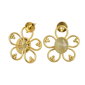 Pendientes Clásicos Vintage con Flores, Chapados en Oro de 18K, con Bisel de Cuarzo, Joyería de Latón para Mujer, para Bodas - Product Image 2