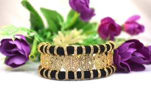 Pave CZ 18K Gold Plated Thread <b>Bracelet</b> 7 Inches Adjustable Unisex Luxury Geometric Chain Link Wedding Gift - Product Image 1