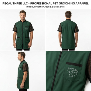 Veste de toilettage pour hommes à manches courtes en maille, Blouse de toilettage, Cape de coiffure, Tablier de toilettage pour animaux de compagnie avec fermeture éclair pour hommes - Product Image 3