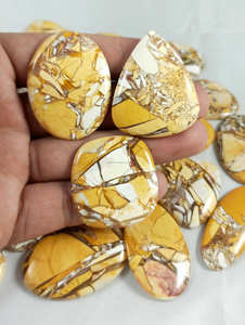 Radha Arts High Natural Brecciated Mookaite Jasper Cabochon Necklace Energy Healing Oval Pear Crystal Smooth Loose Gemstones - Product Image 1