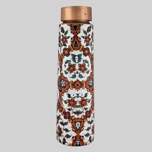 ขวดน้ำทองแดงลายดอกไม้ พร้อมฝาปิดแบบพกพาสำหรับเดินทาง - Product Image 5