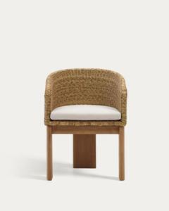 Silla de Comedor de Lujo con Brazos de Madera de Teca y Asiento y Respaldo de Ratán Tejido Natural – Proveedor de Muebles Modernos para Restaurantes, Cafés y Hoteles - Product Image 2