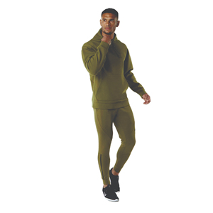 Sudadera con Capucha Verde Oliva para Hombre, Corte Ajustado, Informal, para Otoño, Tejido de Felpa Francesa, Transpirable, Color Sólido, Manga Regular - Product Image 1