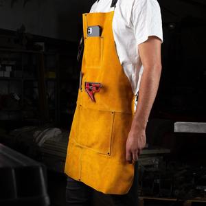 Custom Unisex Split Cow Leather Welding Apron <b>Fire</b> Resistant PPE Safety Work Apron with <b>Tool</b> Pockets Heat Resistant Heavy Duty - Product Image 5