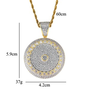Hiphop Custom Moissanite Pendant with <b>Chain</b> Brass <b>Iced</b> <b>Out</b> Big Round Charm Bling Fashion Necklaces - Product Image 2
