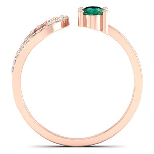 REYES Exquisito Anillo de Plata de Ley 925 con Moissanita, Joyería Preciosa para Mujer, Corte Ovalado, Gema Esmeralda de 0.5Ct - Product Image 4
