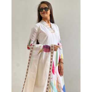 Ensemble de costume élégant pour femme DHK, imprimé numérique blanc, taille L, pour les fêtes - Product Image 5