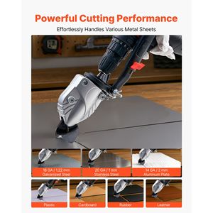 Accessoire de perceuse pour cisaille/coupe-tôle en métal galvanisé 18 GA, tête pivotante à 360 degrés pour lames tranchantes, pour machines de découpe de tôles - Product Image 2
