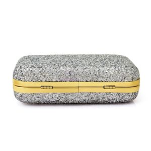 Pochette de soirée tendance à carreaux, design élégant, argentée scintillante, avec bandoulière amovible pour femmes, sacs à main - Product Image 4