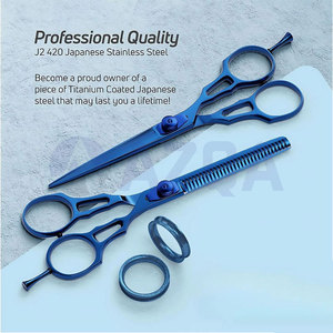 Stainless Steel Professional Right-Handed Barber Scissors Set Medium Handle Hair Cutting Thinning Scissors Finger <b>Rings</b> - Product Image 4