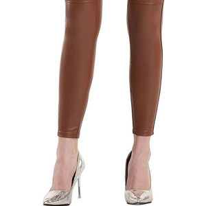 Pantalones casuales de mujer con cordón en la cintura, joggers de piel sintética, leggings de cuero PU con efecto mojado, pantalones de cuero sintético elásticos de cintura alta - Product Image 6