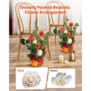 "Luxurious <b>Lily</b> Standing <b>Artificial</b> <b>Flowers</b> Arrangement 17.5 Inch Tall 4PCS Faux Wedding Aisle Runner Chair Decorations Orange" - Product Image 3