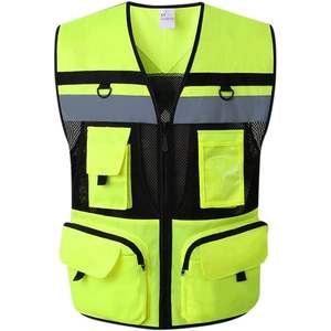 เสื้อกั๊กนิรภัยสำหรับงานอุตสาหกรรมสีเหลือง2025มองเห็นได้ชัดเจนพร้อมไฟ LED และมีกระเป๋าหลายใบปรับแต่งโลโก้ได้ - Product Image 3