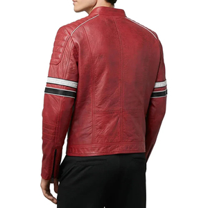 Men's Premium Handcrafted <b>Vintage</b> <b>Bomber</b> <b>Jacket</b> Cow Leather Stand Collar Zipper Waterproof Eco-Friendly Quick Dry Front Winter - Product Image 3