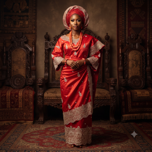 <b>Red</b> Beaded George Fabric with Silver Embroidery Luxury Nigerian Wedding Party Wear Lace <b>Material</b> - Product Image 1