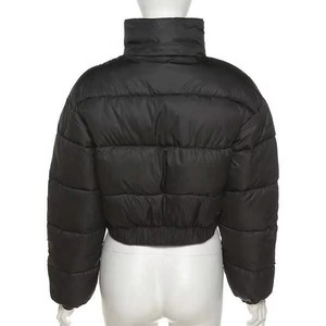 Wholesale Women Crop Puffer Jacket Custom Logo High Neck Bubble Coat Winter Warm Breathable Viscose Streetwear <b>Padded</b> Jacket - Product Image 6