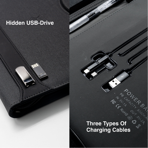 带无线充电、隐藏手柄文件夹和剪贴板的皮革对开，适用于办公室专业人员和商务组织者 - Product Image 5