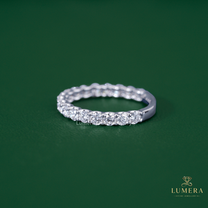 Anillo de compromiso y boda vintage con diamante redondo cultivado en laboratorio, engaste de eternidad, anillo de aniversario de oro macizo fino para mujer, para esposa. - Product Image 6