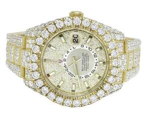 Reloj BOJ R.O.L.E.X.032 con Números Romanos, Moissanita Completa, de Lujo, Cuarzo Analógico, Acero, 41MM, 3BAR Resistente al Agua, Estilo Hip Hop para Hombre - Product Image 1