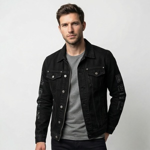<b>Funky</b> Streetwear High Quality Quick Dry Breathable Winter Denim <b>Jacket</b> for Men's All Sizes Front Logo Customizable Coats - Product Image 1