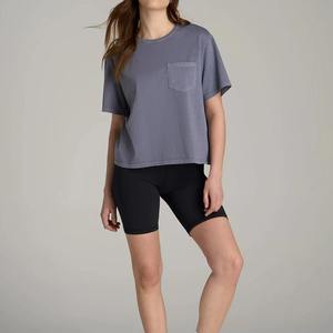 Women's Short Sleeve Cotton Jersey T-Shirt Casual Solid Color Regular Fit Knitted Plain Dyed <b>Top</b> - Product Image 5
