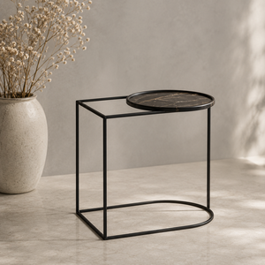 Classic Round Coffee <b>Table</b> <b>with</b> Marble Top and Wood Shelf Brass Frame Midcentury Design for Living Room Furniture - Product Image 5