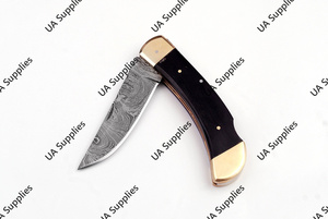 UA Supplies Industrial Grade Damascus Steel Blade Wood <b>Handle</b> Outdoor Folding Pocket <b>Knife</b> OEM Self Defense EDC Camping Survival - Product Image 2