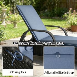 Juego de 2 Cojines Plegables para Silla Reclinable de Exterior, Color Azul (Solo Cojines) - Product Image 4