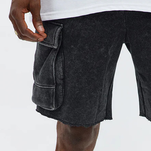 Prix avantageux pour les acheteurs en gros : Shorts pour hommes décontractés et tendance, délavés à l'acide, avec poche cargo et logo personnalisable 2026 - Product Image 3