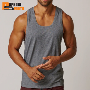 Débardeur de sport côtelé en coton respirant et anti-boulochage à séchage rapide pour homme, grande taille, avec logo personnalisé - Product Image 1