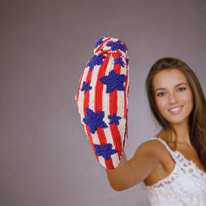 Serre-tête unisexe brodé à la main, motif drapeau américain, perles de rocaille, patriotique, haute qualité, pour fêtes et événements festifs, tendance - Product Image 2
